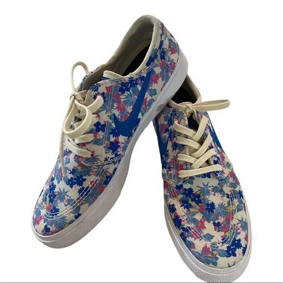 Nike-SB Janoski Canvas RM - Men’s Sneaker, Blue White Floral, Unique  Sz 8 - Picture 3 of 9